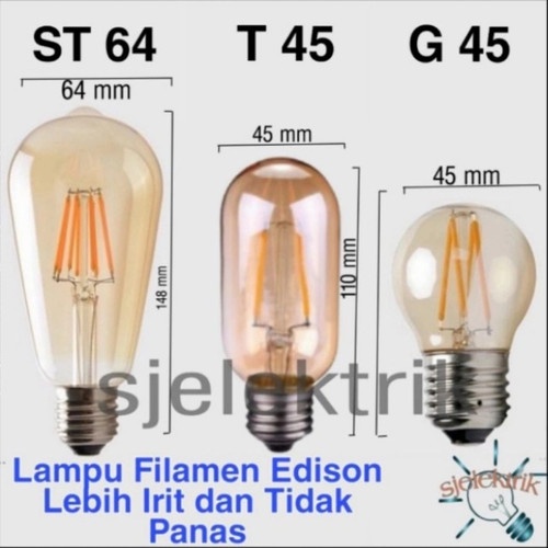 Lampu Hias LED Filamen Warm White ST64 G95 Bulb Dekorasi Cafe Mewah