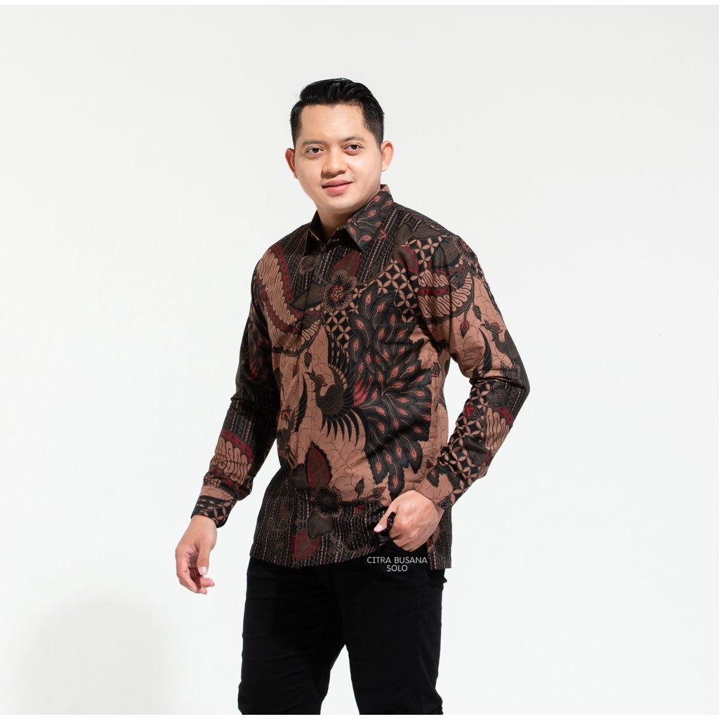 JOGLO COKLAT Kemeja Batik Pria Full Furing Bahan Katun Primisima