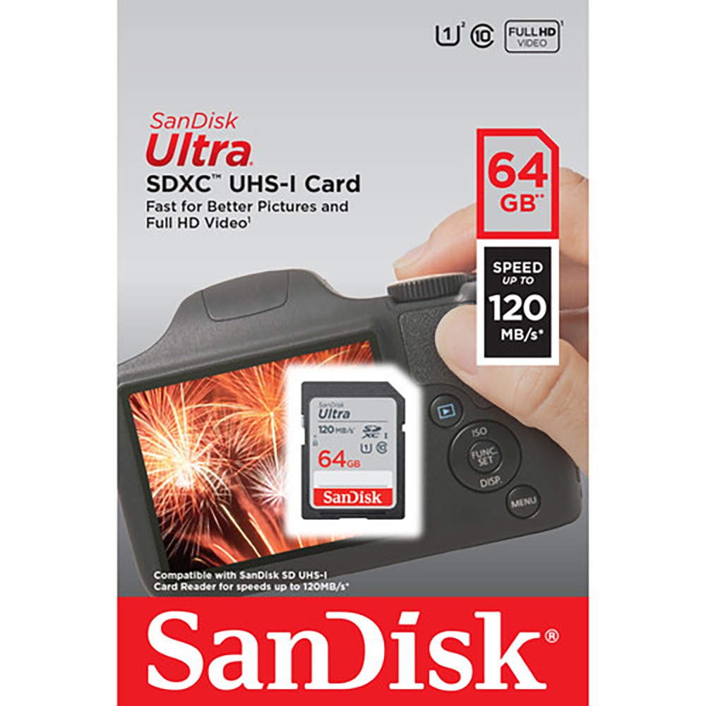 SanDisk Ultra SDXC 64GB UHS-I Class 10 SD Card 120Mb/s