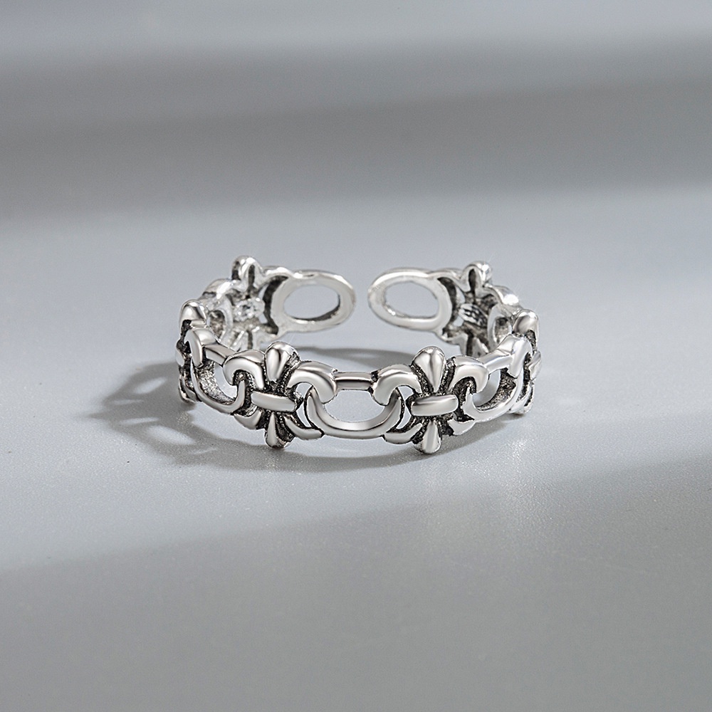 cincin perak 925 asli untuk wanita/Cincin yang Dapat Disesuaikan Perhiasan Retro Kepribadian Sederhana