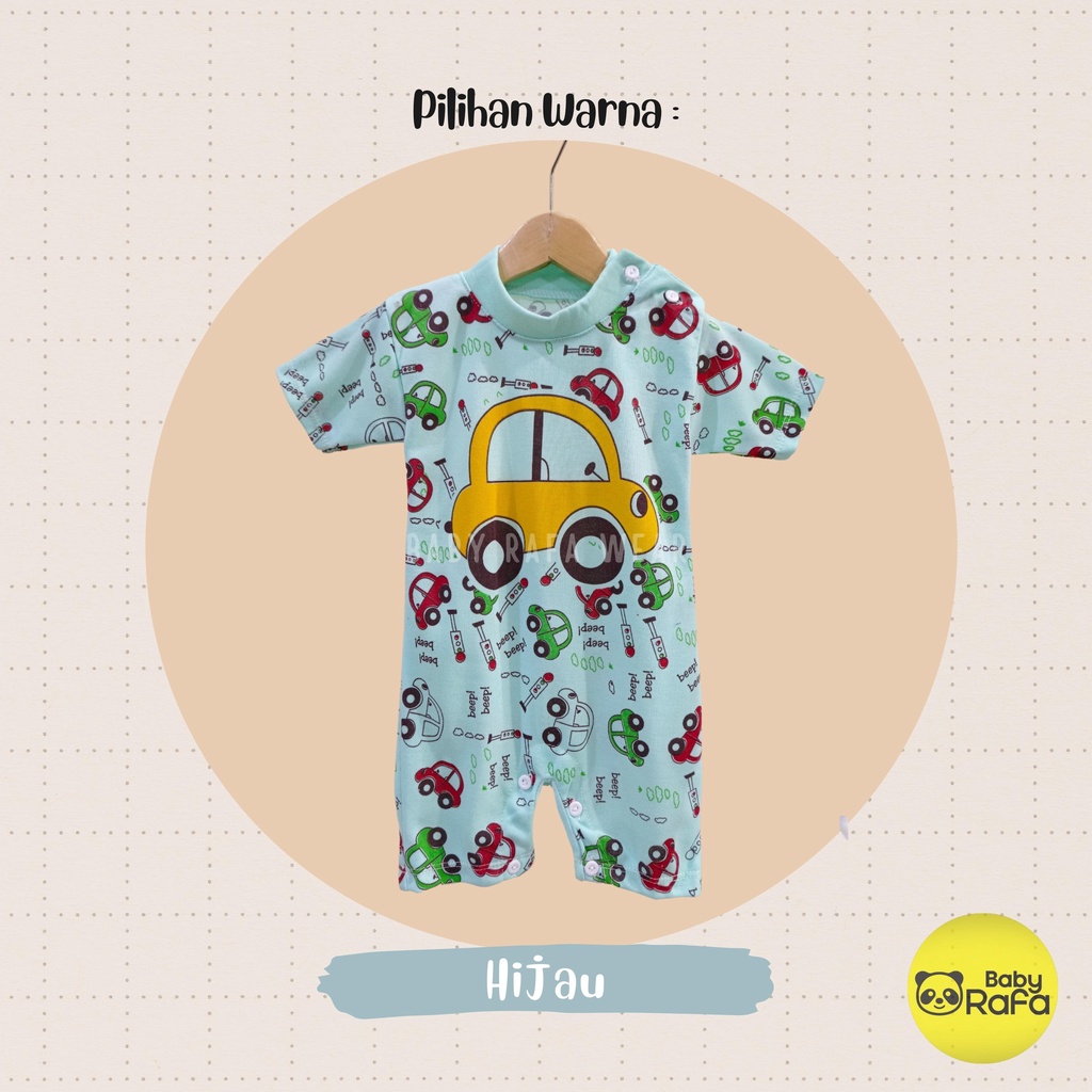 Jumper Bayi Segiempat / Romper Bayi 0 - 6 Bulan merk PIP MIM motif BEEP BEEP MOBIL