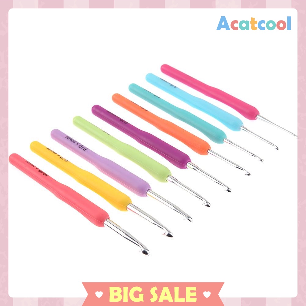 9pcs/set Weave Craft Crochet Hooks Yarn Knitting Needles Sewing Tool Kit