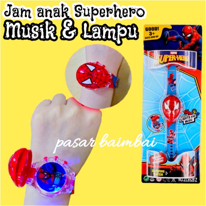 JAM TANGAN ANAK MURAH JAM TANGAN ANAK LAMPU DAN MUSIK JAM ANAK SUPERHERO JAM ANAK KARAKTER JAM ANAK PAKAI MUSIK  LAMPU JAM TANGAN ANAK MODEL TERBARU SPIDERMAN BATMAN HELLO KITTY MINIE DORAEMON ULTRAMAN FOZEN LOL JAM ANAK MURAH BANJARMASIN PASAR BAIMBAI