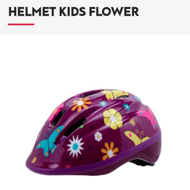 Helm Sepeda  Anak Polygon Flower Motif Bunga Helm Sepeda Cantik