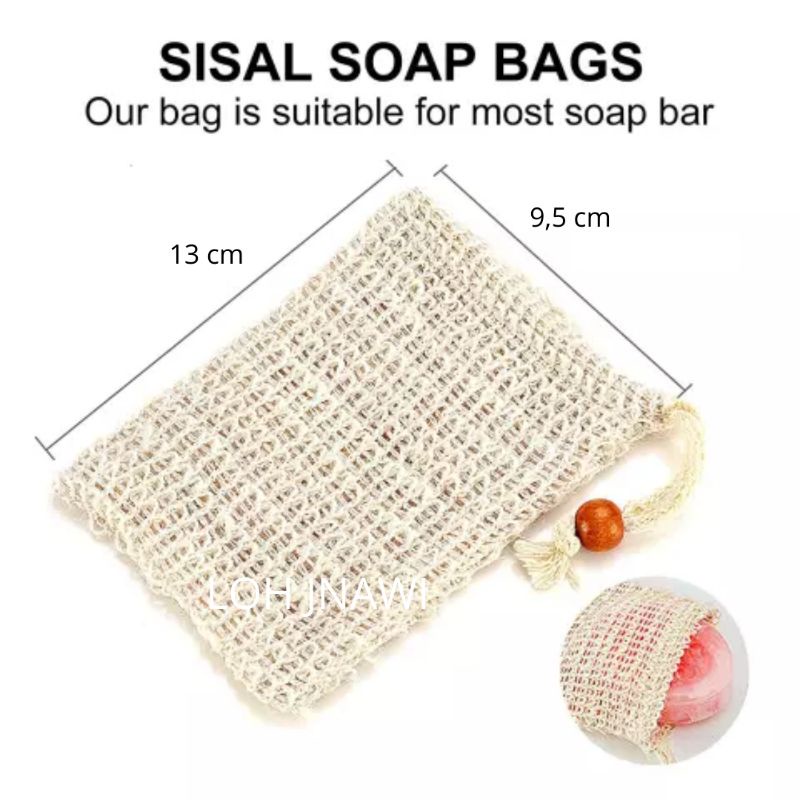 20 Pcs Sisal Soap Bag Kantung Jaring Sabun Rajut Natural Soap Saver Natural Soap Exfoliator