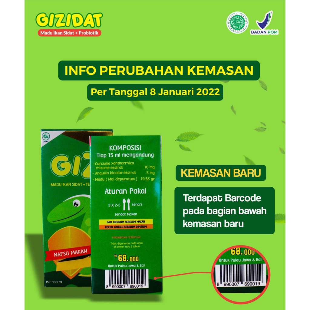 GIZIDAT PAKET 10 BOTOL  - Vitamin Penambah Nafsu Makan - Anak Sehat Cerdas Madu Gemuk Badan 100% Alami