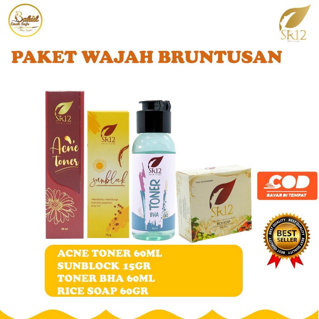 Perawatan wajah Bruntusan SR12 Rice soap,Toner BHA atasi Bruntusan dan jerawat BPOM