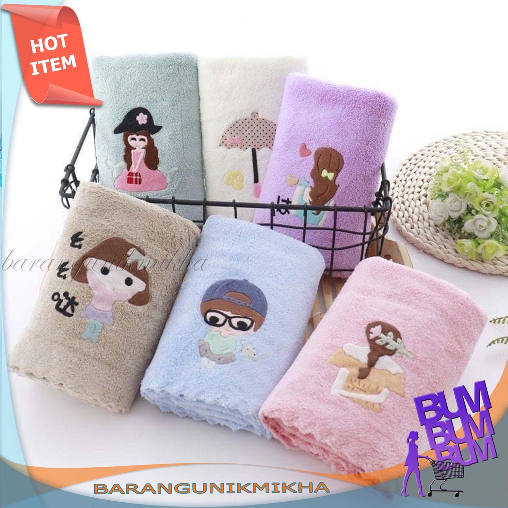 Handuk Mandi Anak Bahan Microfiber Lembut Ukuran 35x75cm / Handuk keramas / Handuk Lap Muka