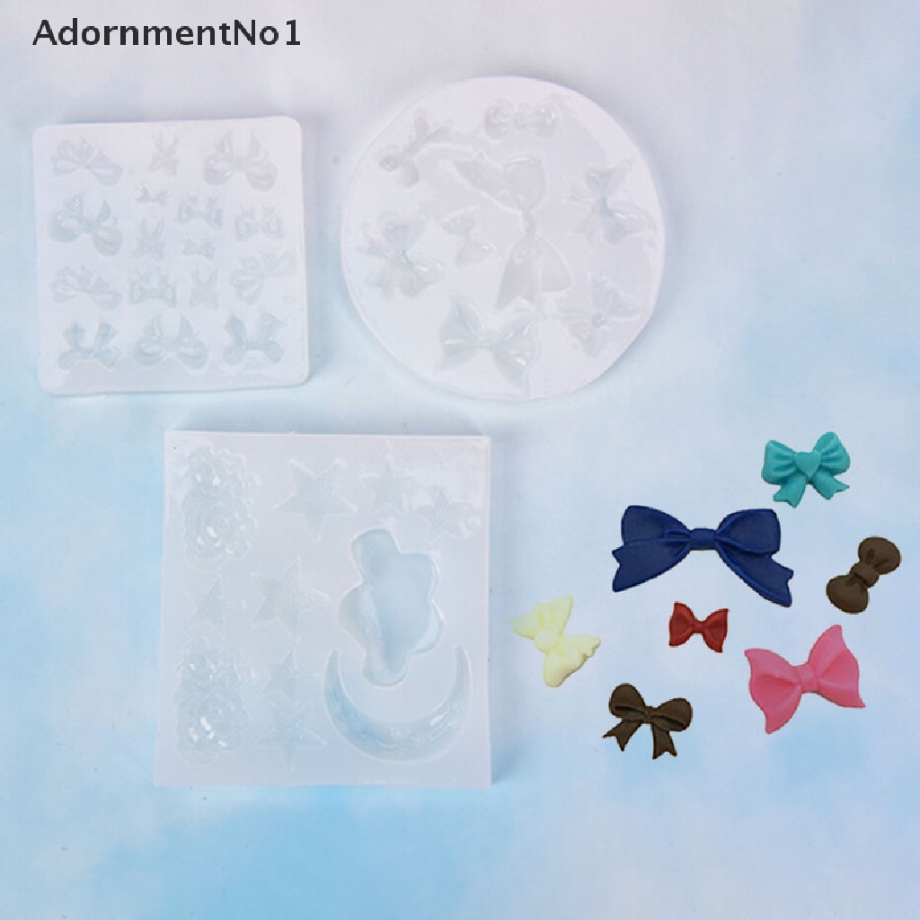 (AdornmentNo1) Cetakan Resin Epoksi Bentuk Bulan / Bintang / Pita Bahan Silikon Untuk DIY Perhiasan Handmade