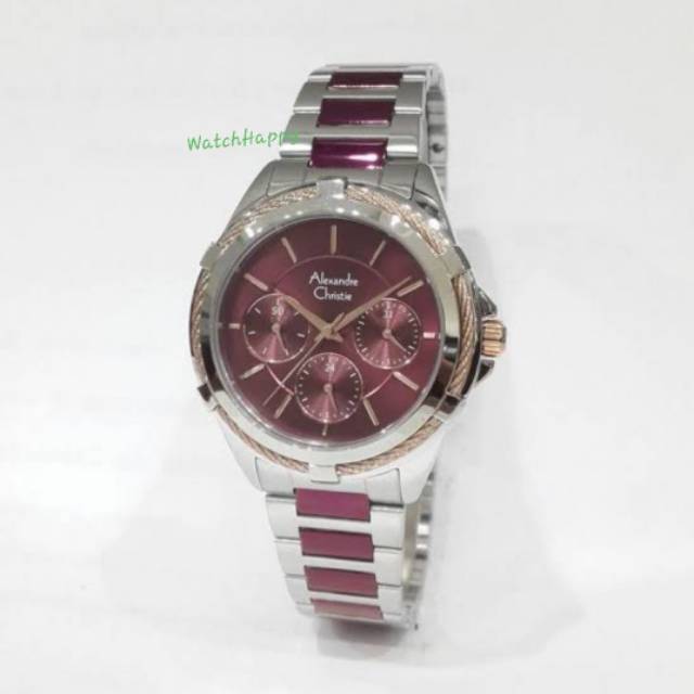 Alexandre Christie AC 2841 BF AC2841 BF 2841BF 2841 BF Ladies Silver Maroon 100% Original Bergaransi