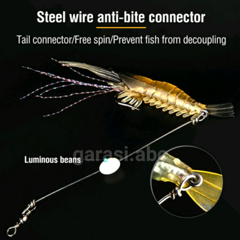 Soft Bait Lure Udang Menyala Swivel Phosphor 8.5cm/6gram Minnow Fishing Sinking Umpan Pancing Casting Ikan Tenggelam UL Ultra Light Jigging Jig Relix Nusantara Mino Palsu Kail Artifisial Artificial Tiruan Kakap GT Baronang Tuna Bandeng Barakuda Kakap Kue