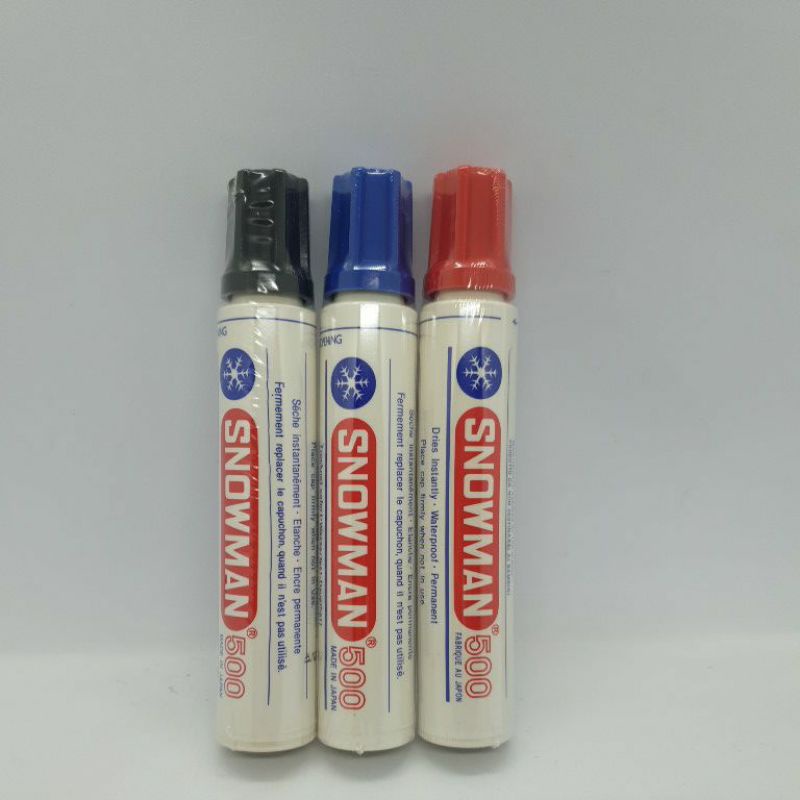 

spidol permanent jumbo 500 snowman tidak bisa dihapus , hitam , biru , merah