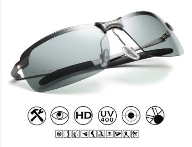 Kacamata Polarized Photochromic Uv400 Anti Silau Ori / Kacamata Anti Silau Siang Malam