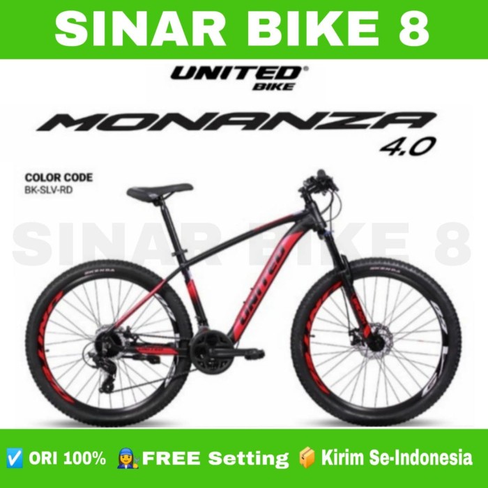 Sepeda Gunung Ukuran 27.5 Inch MTB UNITED MONANZA 4.0 2021 New Alloy 24 Speed