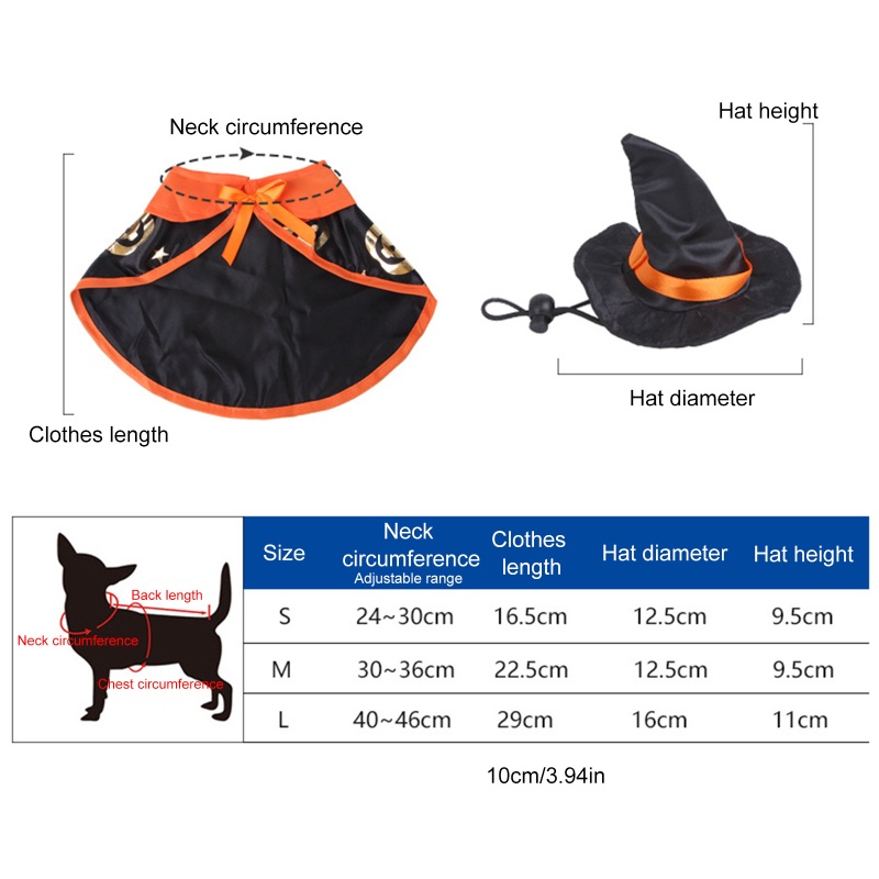 Kostum Halloween Jubah Penyihir Adjustable Untuk Kucing