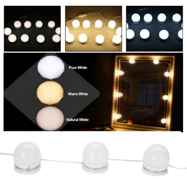 Vanity Mirror 3 in 1 bola lampu make up 3 warna Shopee 