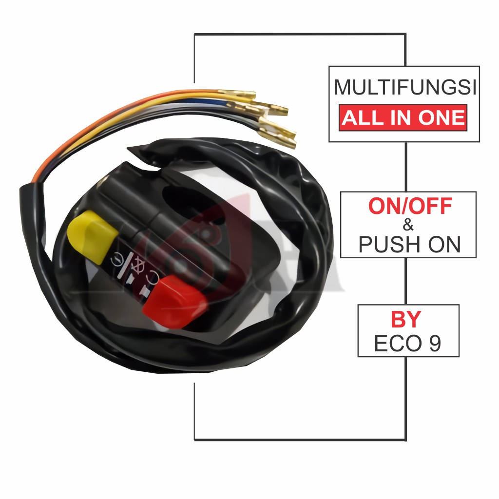 Saklar Stater Stop Engine Luminos Tombol Lampu Dim Klakson Jepit Stang Universal
