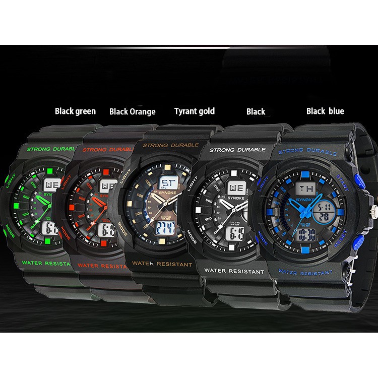 Synoke 66866 Jam Tangan Pria Digital Sport - Waterproof LED Watch - Leather Strap Waterproof