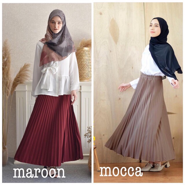 Rok plisket murah polos rempel muslimah skirt sale