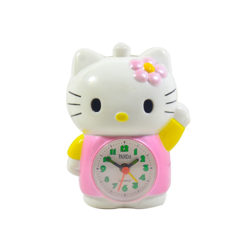 Jam Meja Weker Anak Alarm Melody Clock Hello Kitty Free Baterai D128