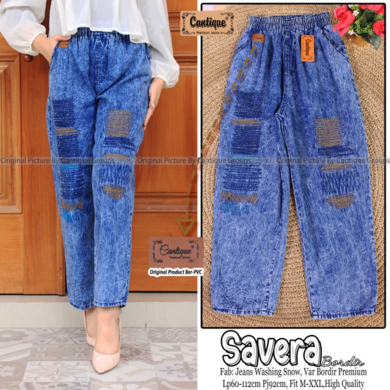 BAGGY JEANS BORDIR KOREAN KARET MUTER ALL MODEL (BEST SELLER) elmiera