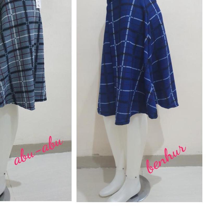 ✾ TERBARU Rok Payung Pendek Wanita Motif Kotak ✰