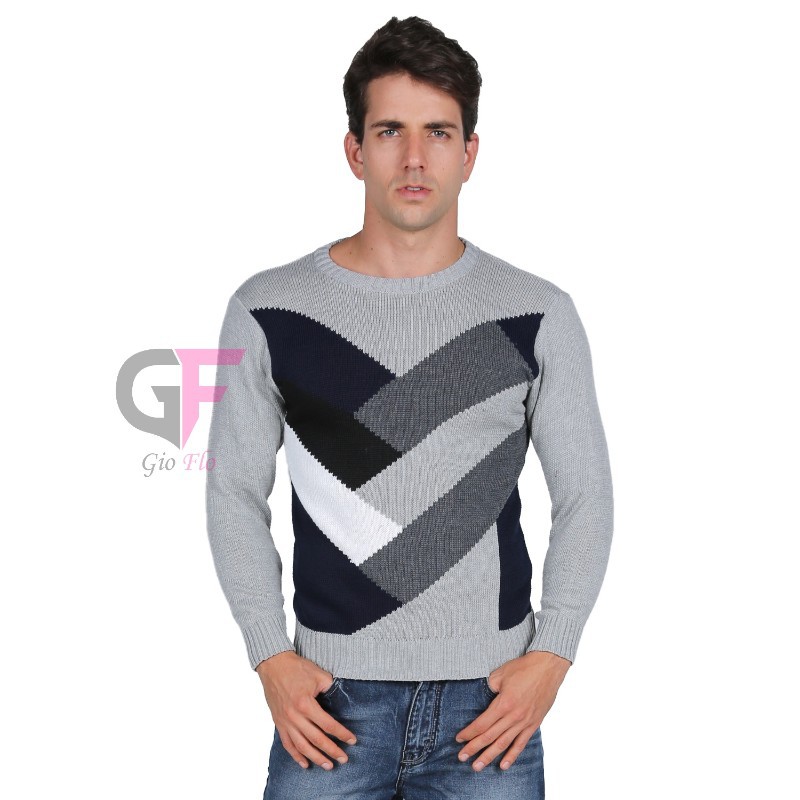 GIOFLO Pakain Sweater Rajut Pria Casual Modis Kombinasi Warna / SWE 658