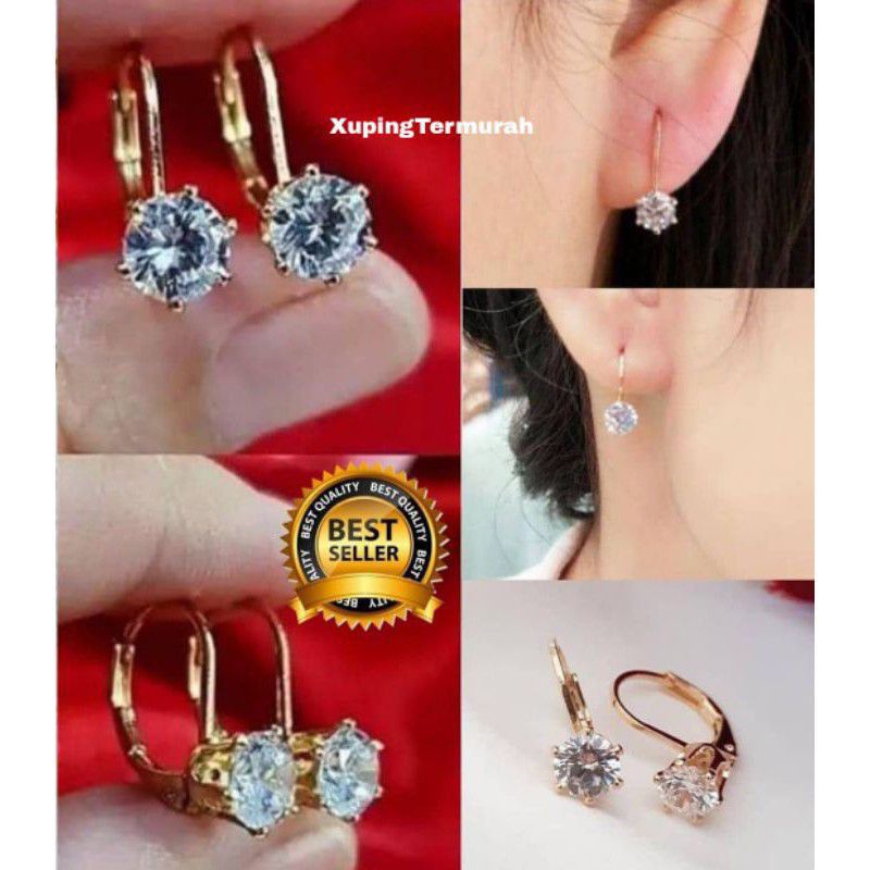 (COD) Anting Desi Mata Sedang Lapis Emas