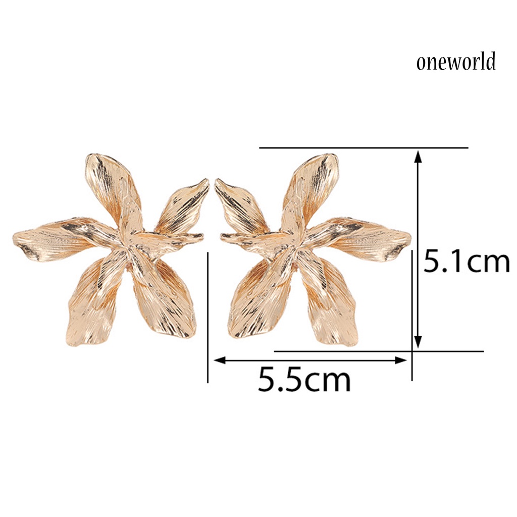 OW# 1 Pair Flower Five Petals Simple Flower Shape All-match Stud Earring Fashion Accessory