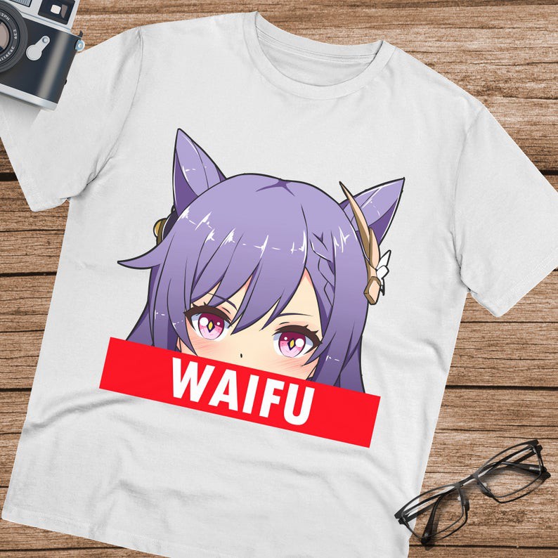 Tshirt Keqing as Waifu Genshin Impact Kawaii Girl Character