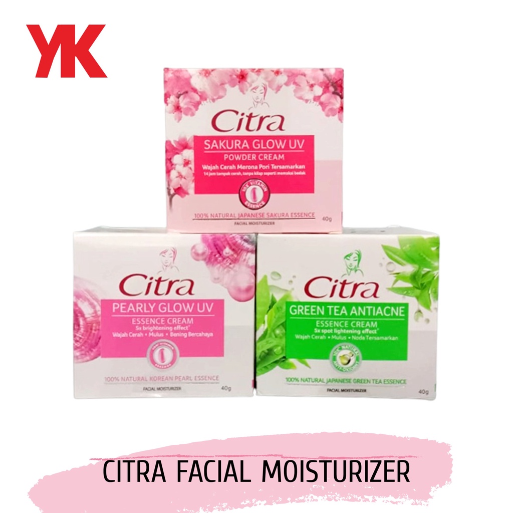 ☑️ YK ☑️ CITRA Pelembab Wajah Facial Moisturizer Cream Sakura Glow UV Pearly Glow UV Green Tea Antia