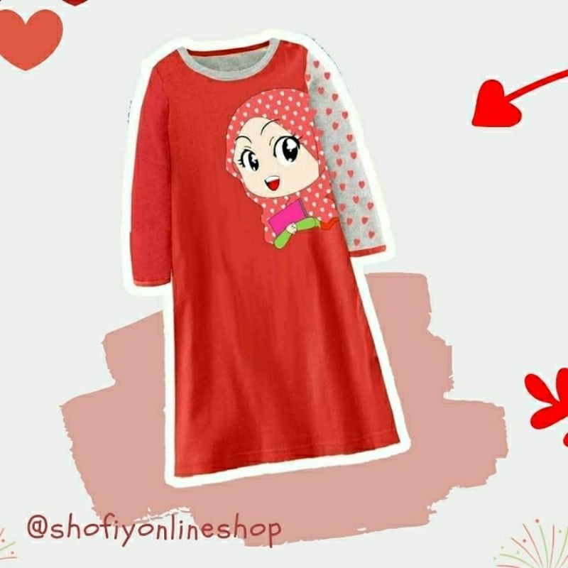 Gamis Anak Little Buddys, Gamis kaos anak, Gamis Anak Karakter Muslim