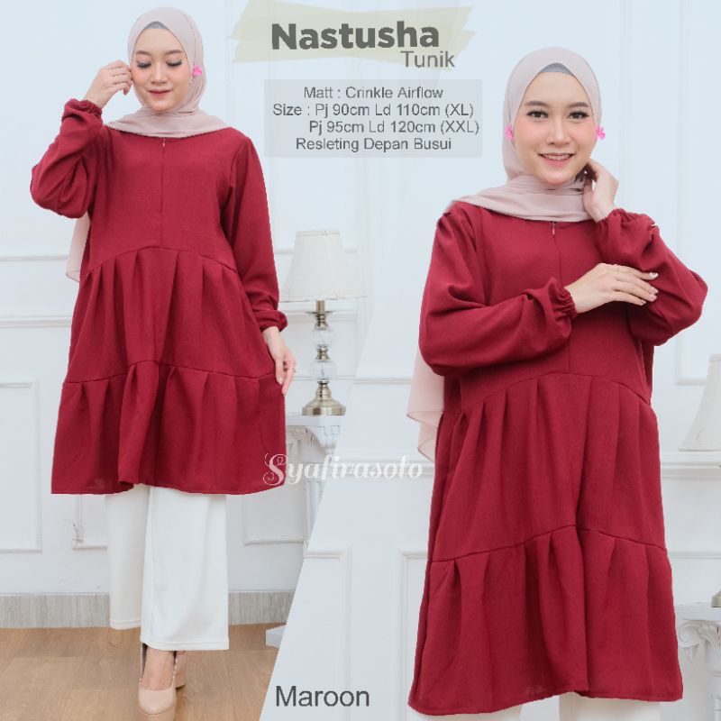 PROMO NASTUSHA TUNIK REMPEL CRINKLE AIRFLOW JUMBO LD 95,100,110,120&amp;130 (M,L,XL,XXL,XXXL)