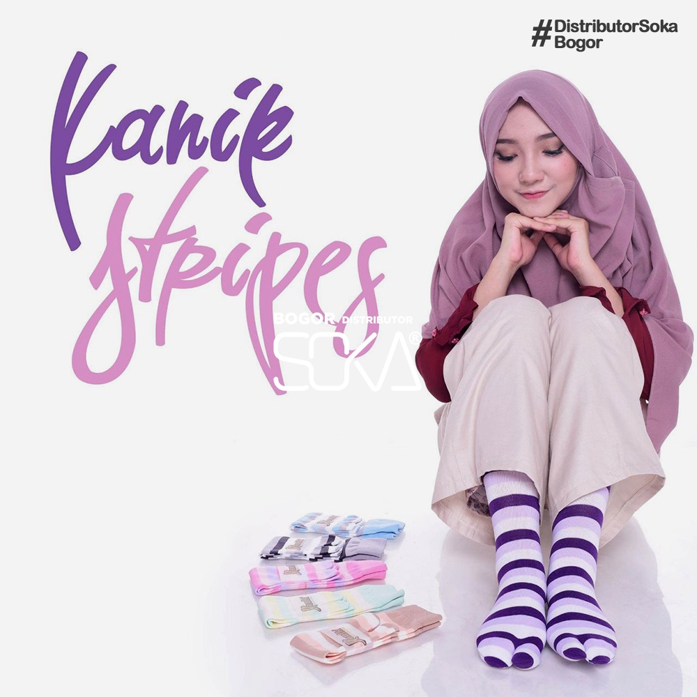 Kanik Jempol Strip - Kaos Kaki Muslimah Motif Garis - Distributor Kanik