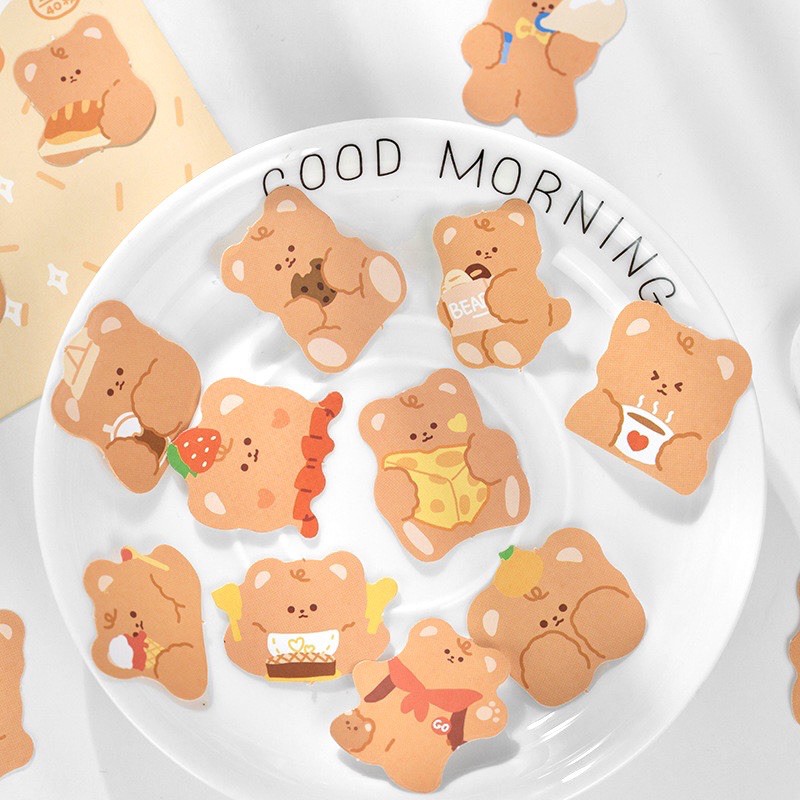 

Morning Bear Stickers ( Sticker journaling Sticker bujo Sticker aesthetic Sticker korea )