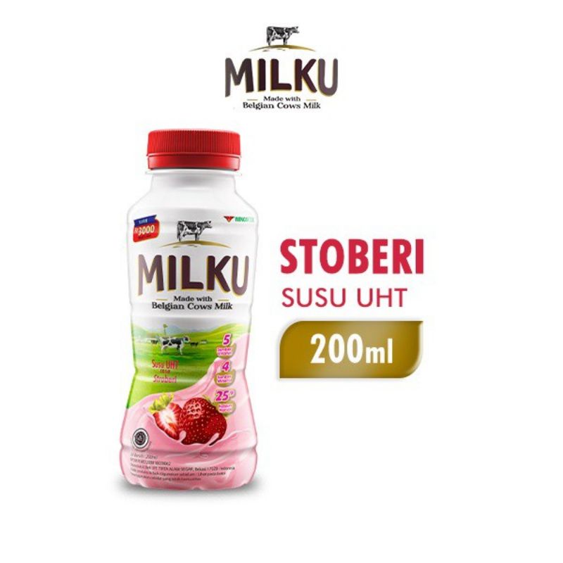 

MILKU STROBERI 1'S SNACK SUSU UHT BOTOL