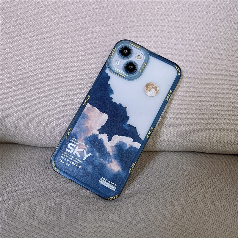 Art style Clouds Straight Cube Edge transparent Case For iPhone 11 Pro Max 11 Pro 11 XS Max XR XS X 7 8 6 6S Plus SE 2020 Soft Cover