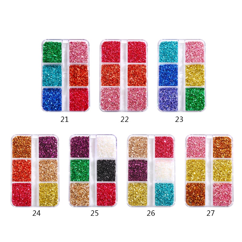 SIY  6 Grids Broken Glass Sequins Suitable for Nail Art Decoration Resin Mold