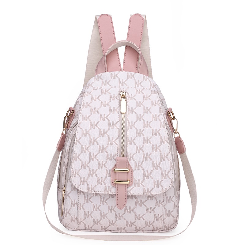 tahan air Tas Ransel Wanita Kulit buatan waterproof Multifungsi Tas Selempang Bahu Backpack women kecil Ransel women shoulder bags import 1008-pink