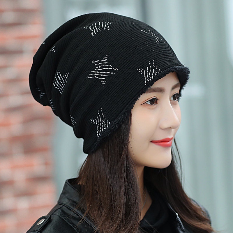 Topi Rajut Bahan Wol Motif Bintang Gaya Korea Untuk Wanita