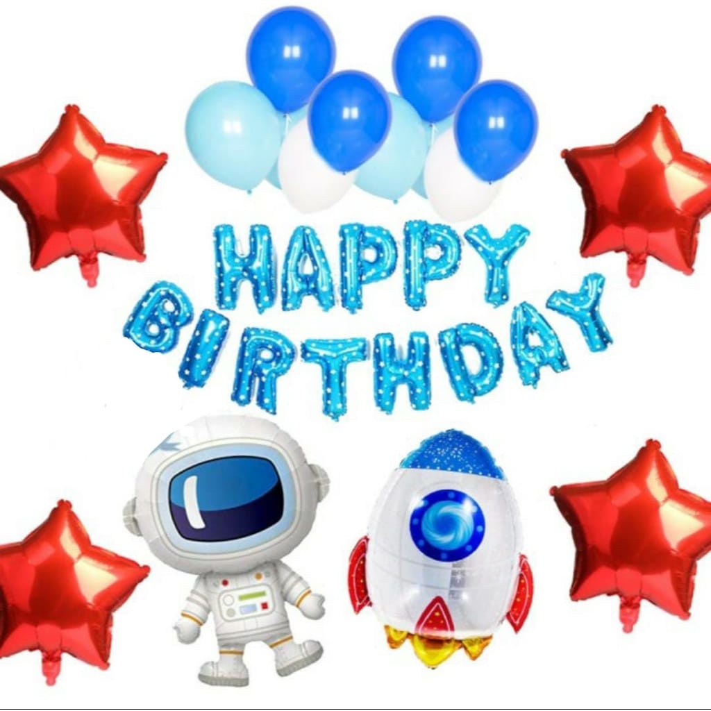 PAKET DEKOR HAPPY BIRTHDAY ASTRONOT/PAKET DEKORASI ULANG TAHUN/PAKET BALON DEKORASI ULANG TAHUN