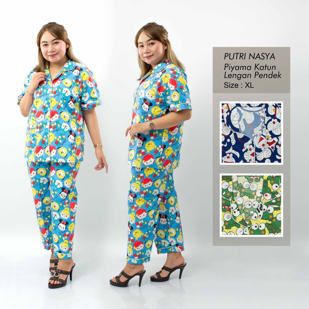 Piyama Jumbo 2L, XL, S to L wanita bahan katun mikro / baju tidur/ Piyama Panjang / Piyama Pendek