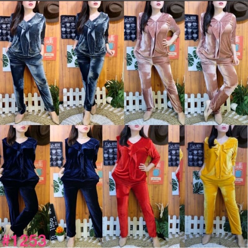 #1253 SETELAN WANITA BLUDRU IMPORT | Setelan Wanita Bludru Import | Setelan Velvet Impor