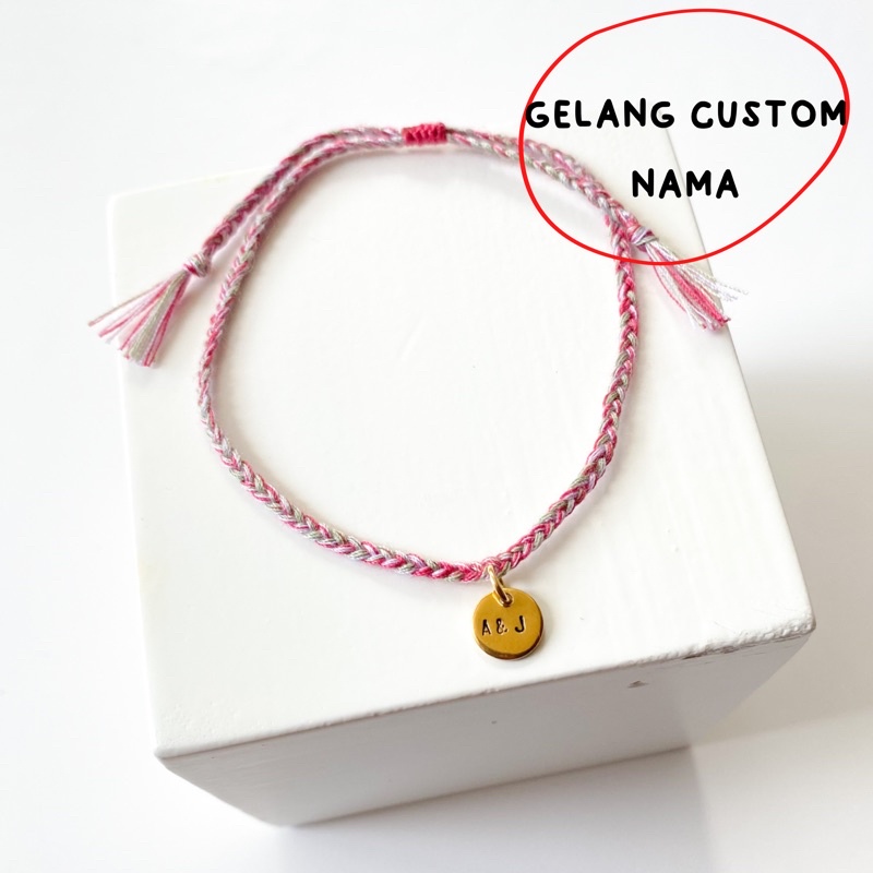 PLAT F Gelang custom nama personalised bracelet loliastuff (gelang custom/ gelang nama/ gelang huruf/ gelang couple/ gelang kepang/ gelang tali/ gelang basic)