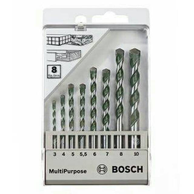 Mata Bor Set Bosch Multi Purpose 8pcs Mata Bor Tembok Mata Bor Besi Mata Bor Kayu