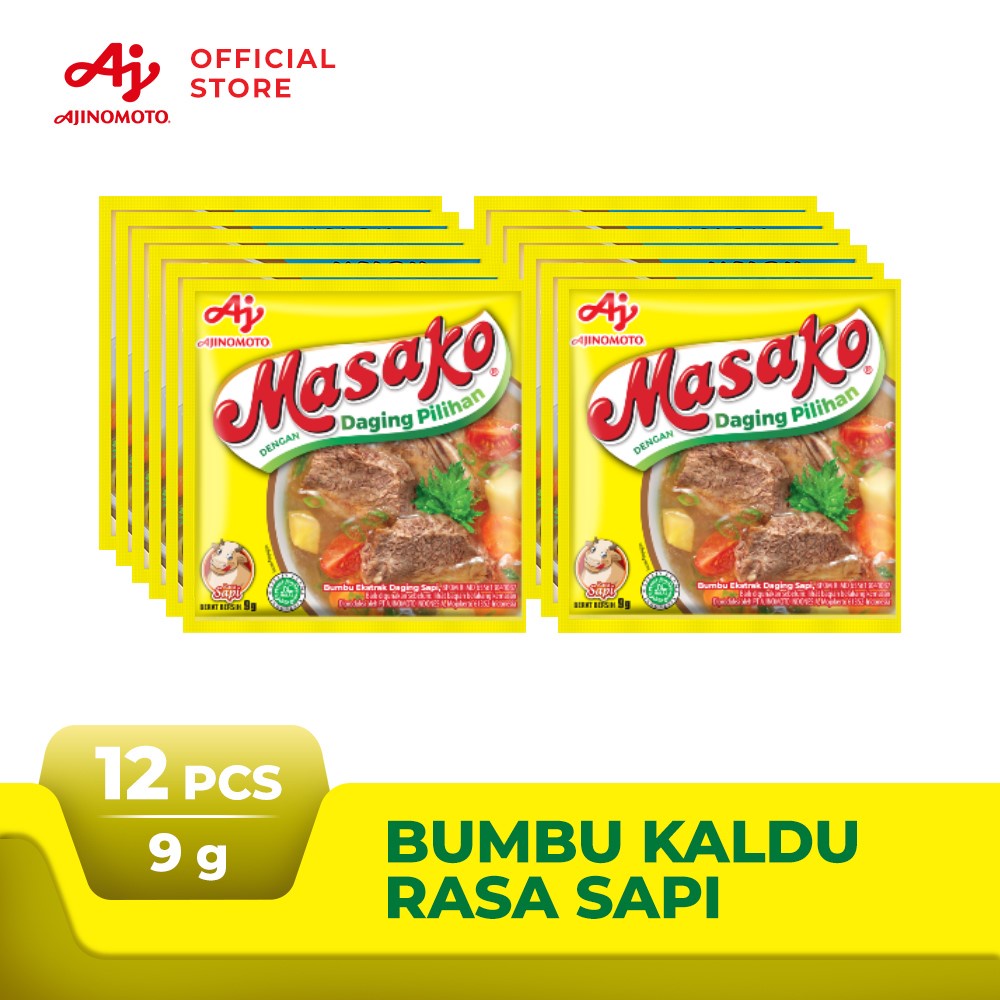 1 Renteng Masako® Bumbu Kaldu Penyedap Rasa Sapi Kemasan 9g (12 pcs)