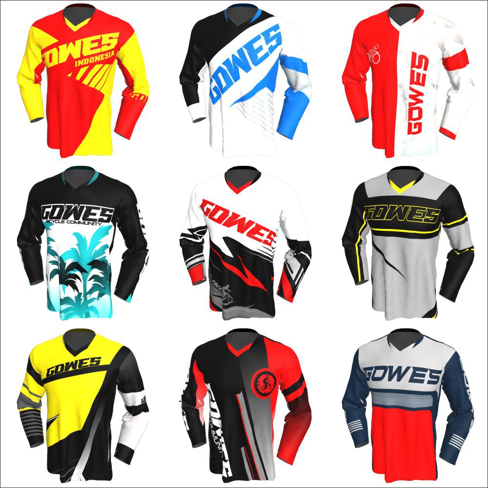 Baju Kaos Jersey  Sepeda Gowes Trail Downhill Balap  Lengan  