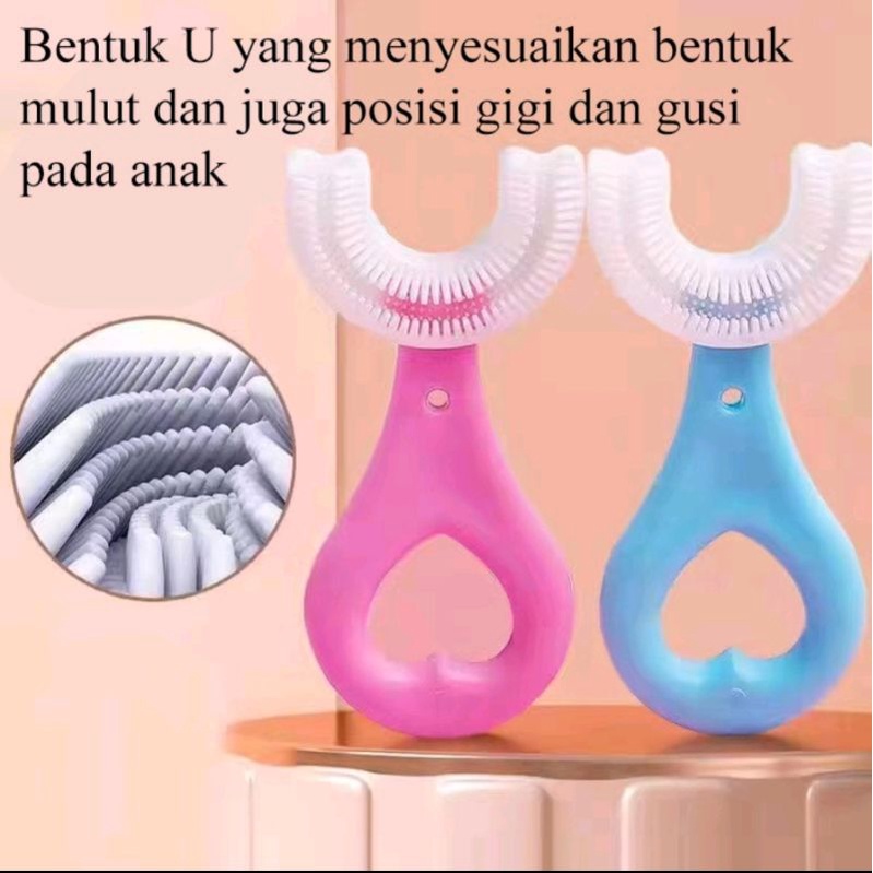 Sikat Gigi Anak Bentuk U Bahan Silikon Training Toothbrush Type U