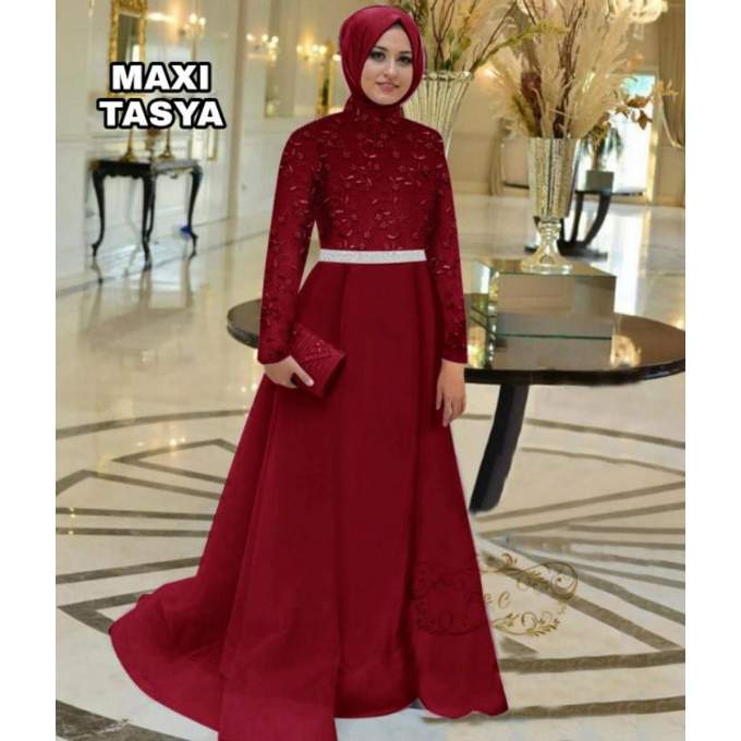 MAXY TASYA MOM FASHION PAKAIAN MUSLIM WANITA DRESS GAMIS MAXI BAHAN TILE FEHM