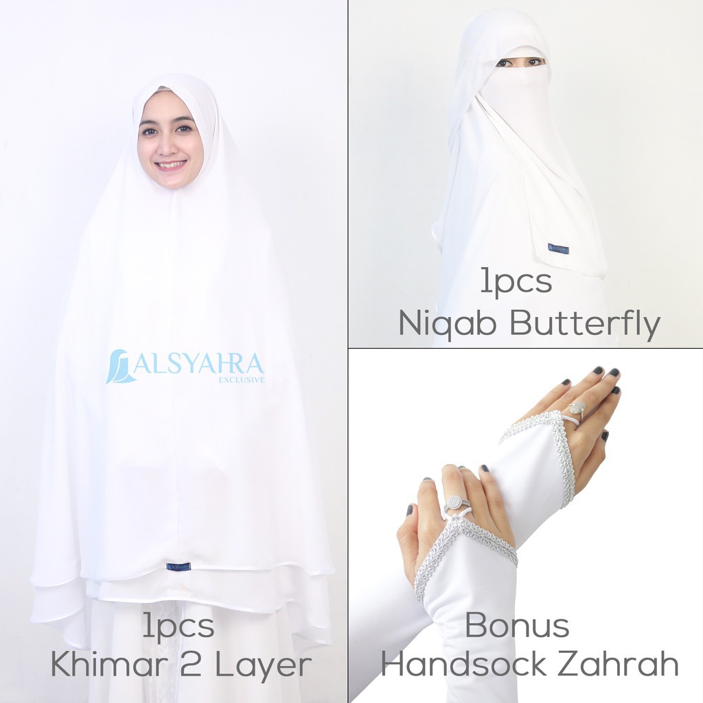 niqob Set Khimar Niqab Butterfly Walimah Sifon Premium Alsyahra